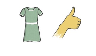 Picture of a dress with a thumbs up